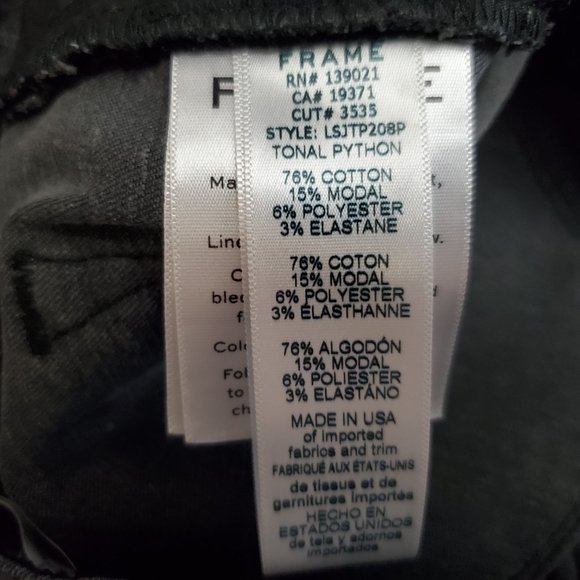 Frame Le Skinny De Jeanne Tonal Python 27 (Meas 27x29 9") Snake Print Jeans A14 - Picture 8 of 11